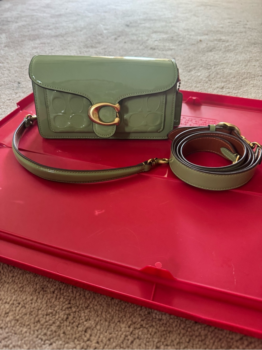 Coach Light Green Patent Leather Crossbody with Gold-Tone Hardware - Picture 2 of 4